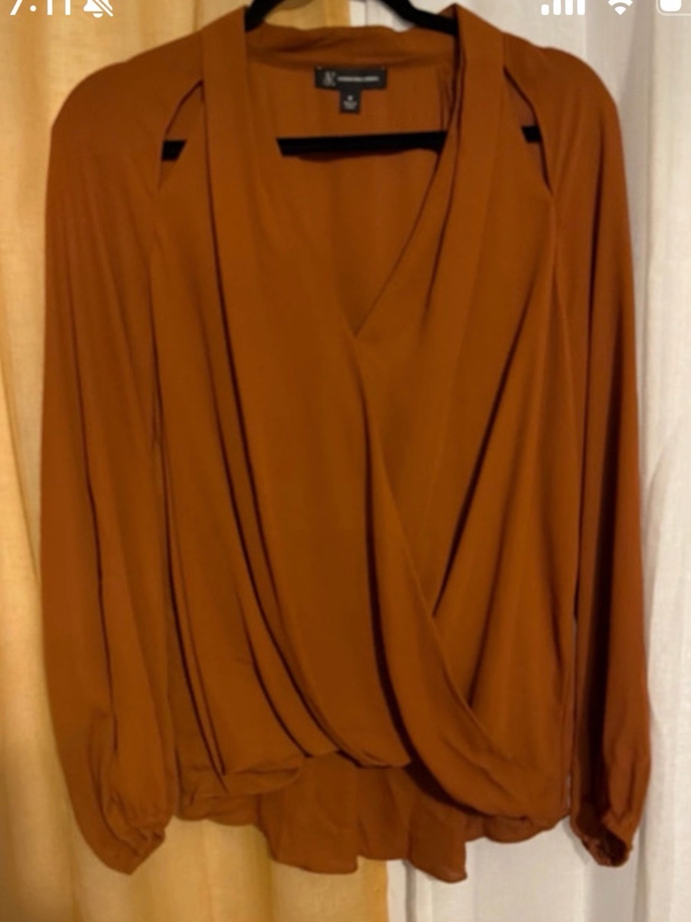 INC Women's Rust Wrap Front Blouse